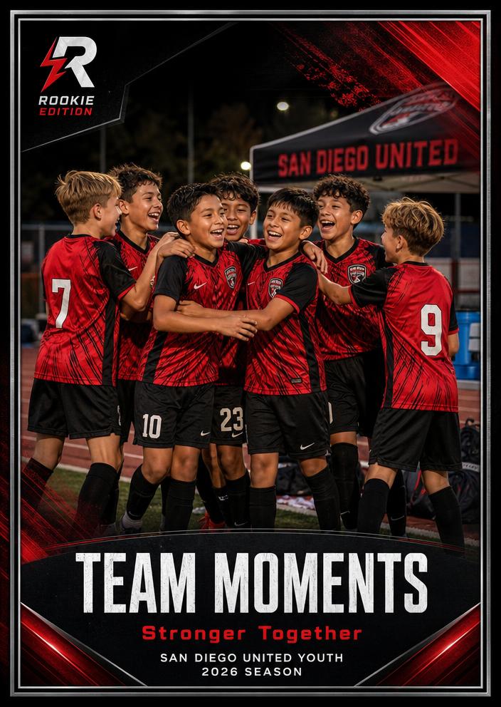 Team Moments Card concept mockup featuring Alex Rivera, San Diego United Youth