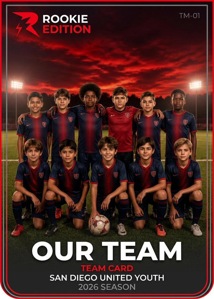 Team Card concept mockup featuring Alex Rivera, San Diego United Youth